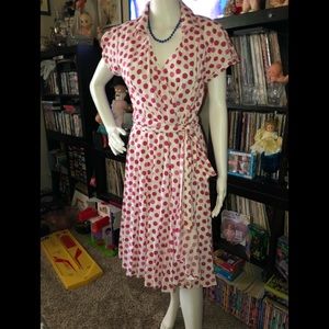 Joyce Leslie 90s pink polka dot wrap dress